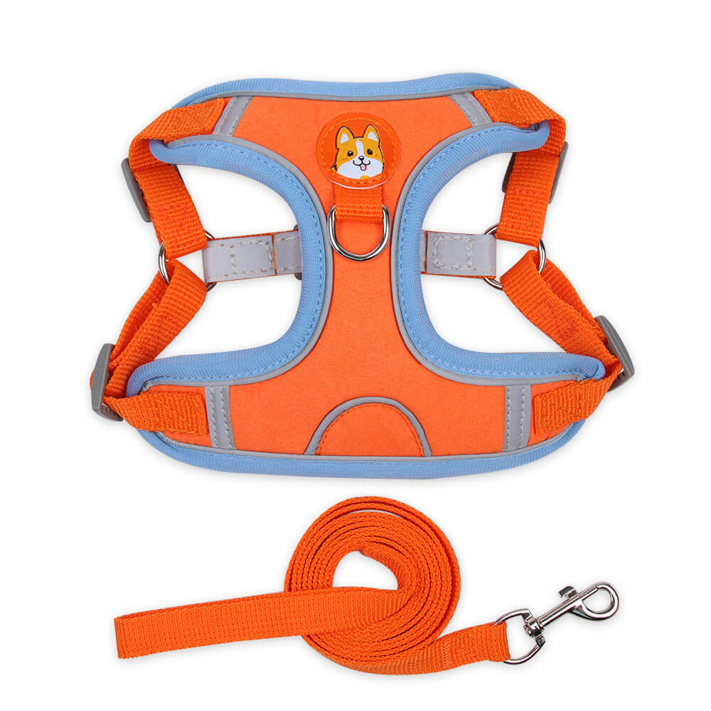 Suede Dog Harness Adjustable Soft Padding for Small Medium Dogs