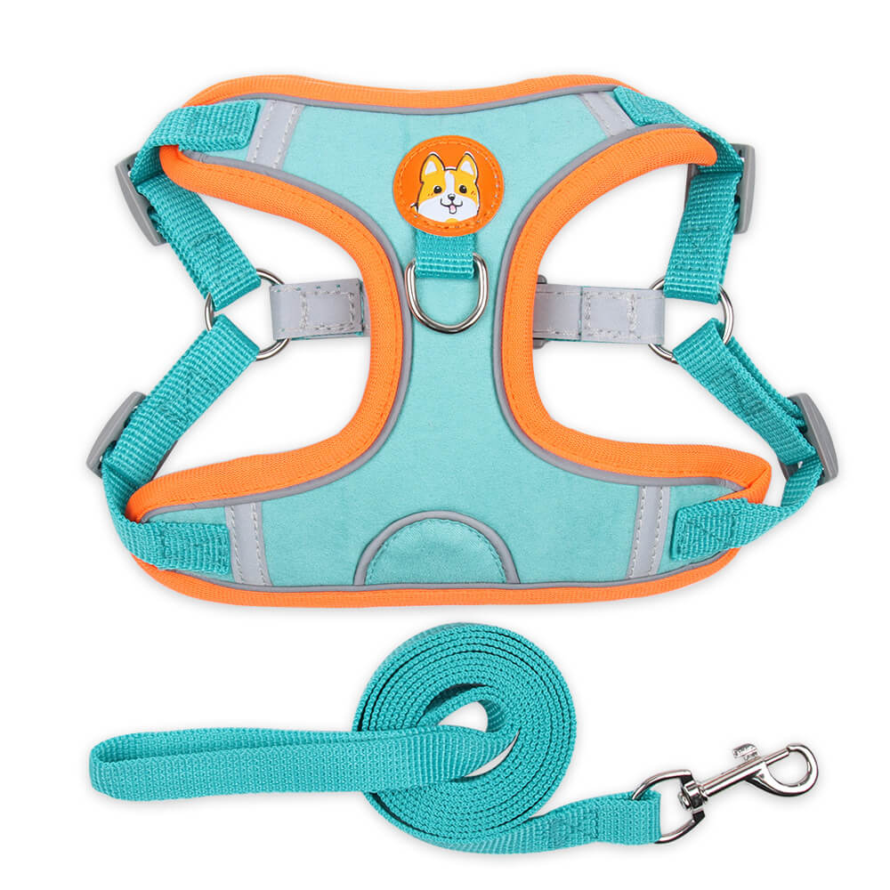 Suede Dog Harness Adjustable Soft Padding for Small Medium Dogs