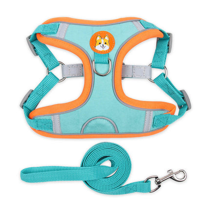 Suede Dog Harness Adjustable Soft Padding for Small Medium Dogs