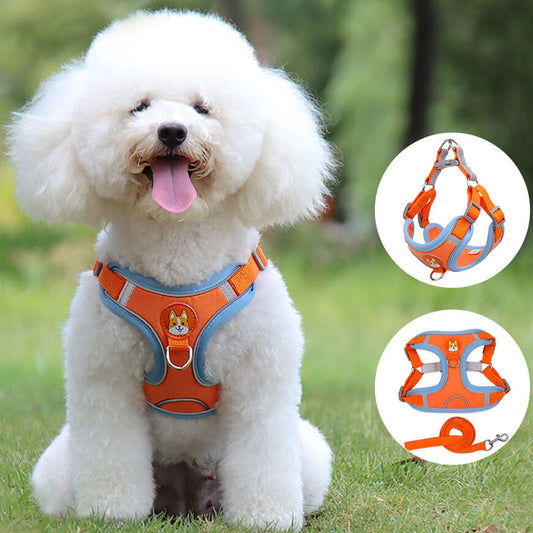 Suede Dog Harness Adjustable Soft Padding for Small Medium Dogs