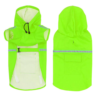 Waterproof Dog Raincoat Poncho Reflective Adjustable Hood