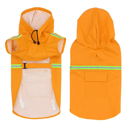 Waterproof Dog Raincoat Poncho Reflective Adjustable Hood