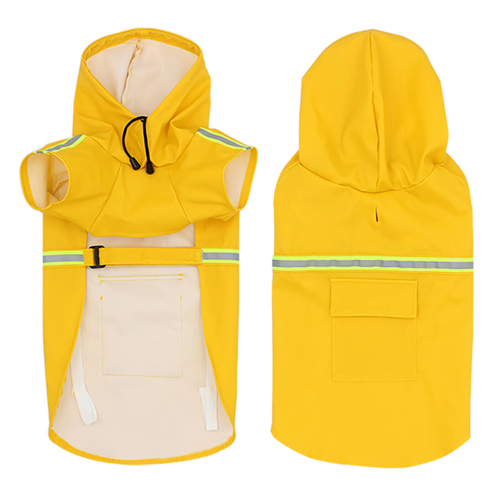 Waterproof Dog Raincoat Poncho Reflective Adjustable Hood