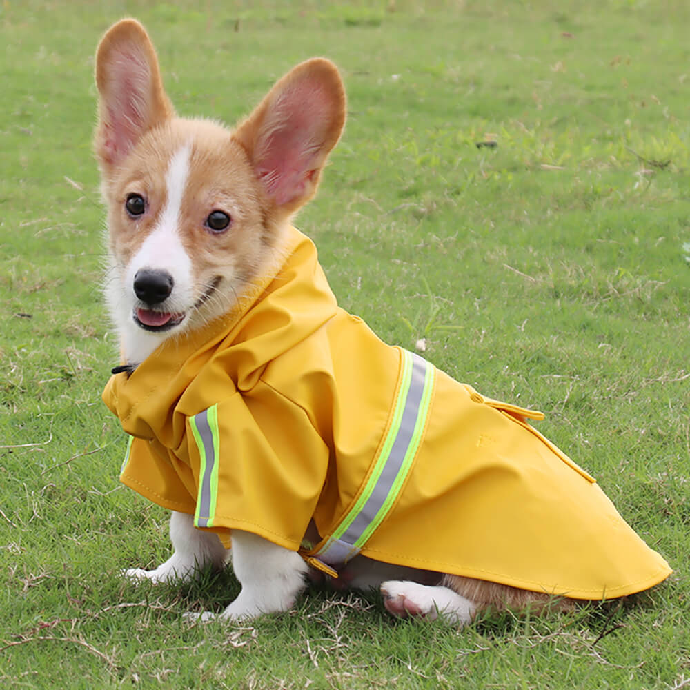 Waterproof Dog Raincoat Poncho Reflective Adjustable Hood 4