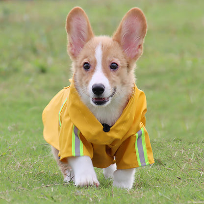 Waterproof Dog Raincoat Poncho Reflective Adjustable Hood 3