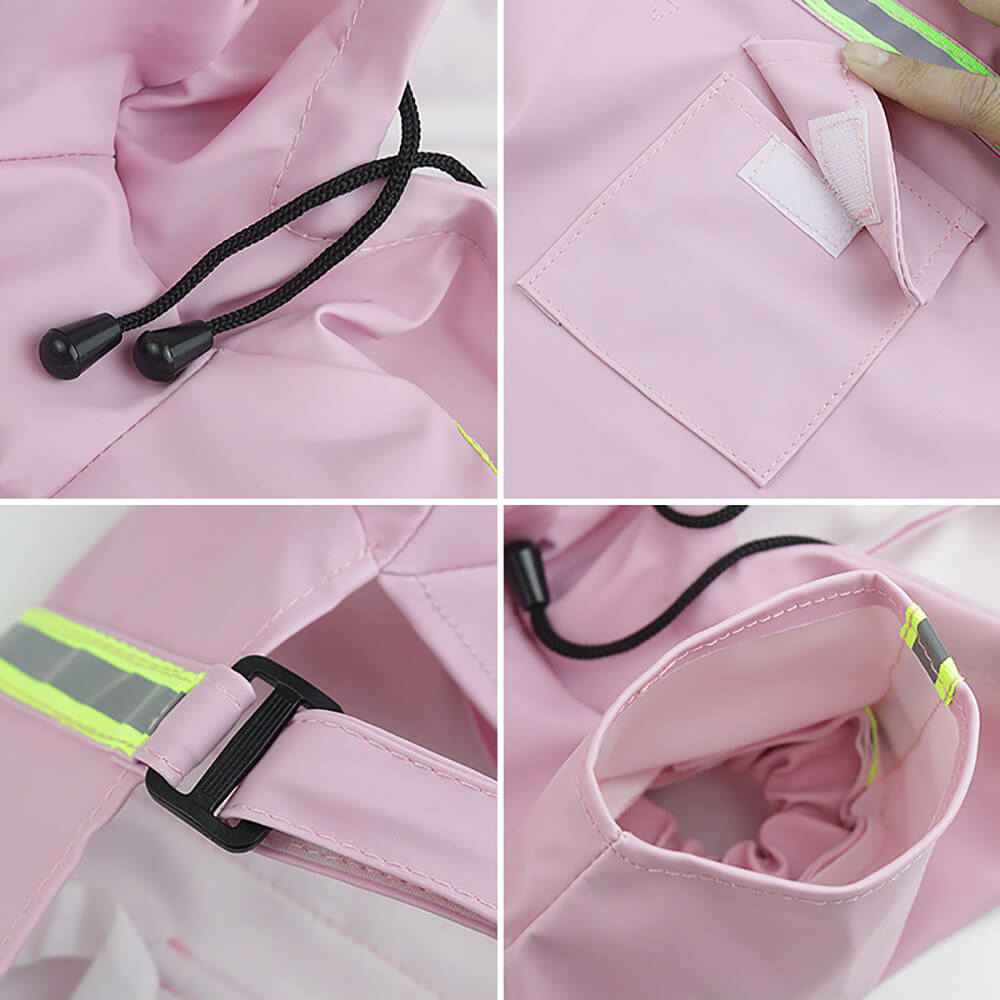 Waterproof Dog Raincoat Poncho Reflective Adjustable Hood 5