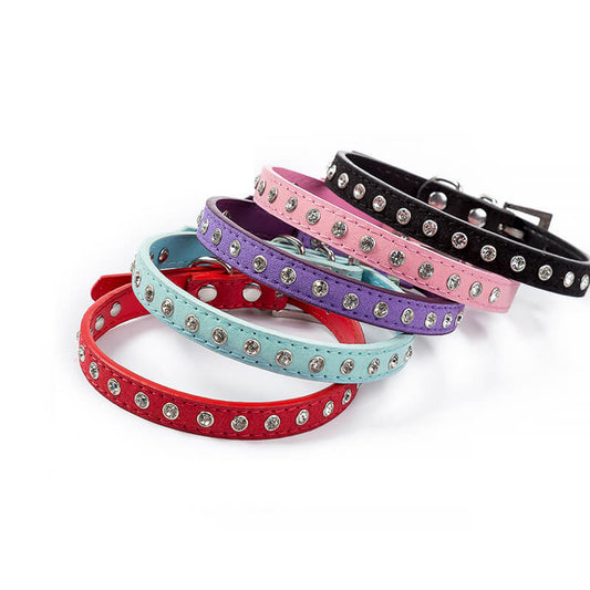 Rhinestone Dog Collar Adjustable Leather Sparkle Design