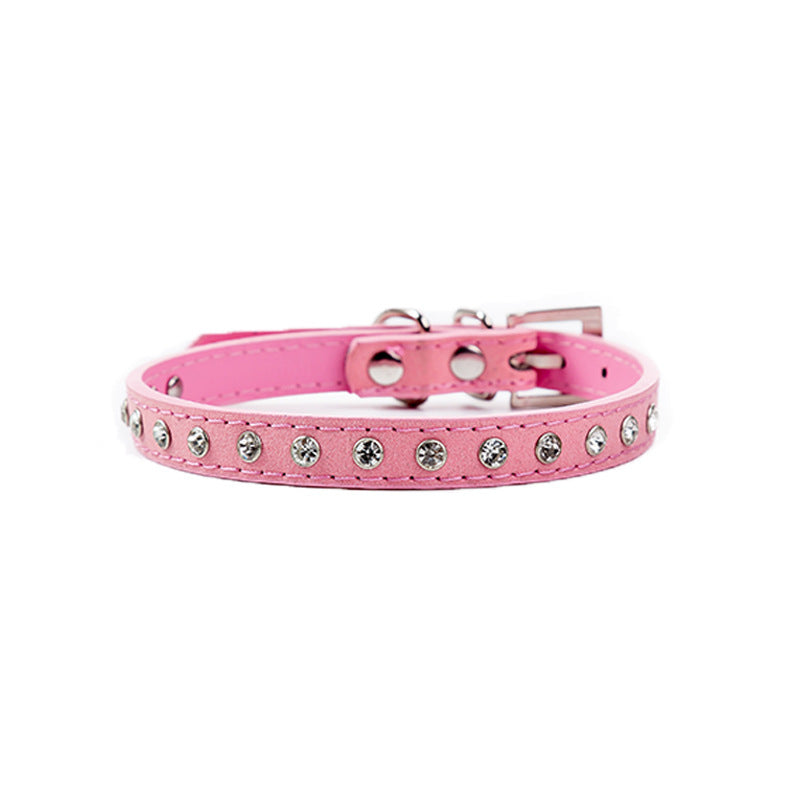 Rhinestone Dog Collar Adjustable Leather Sparkle Design