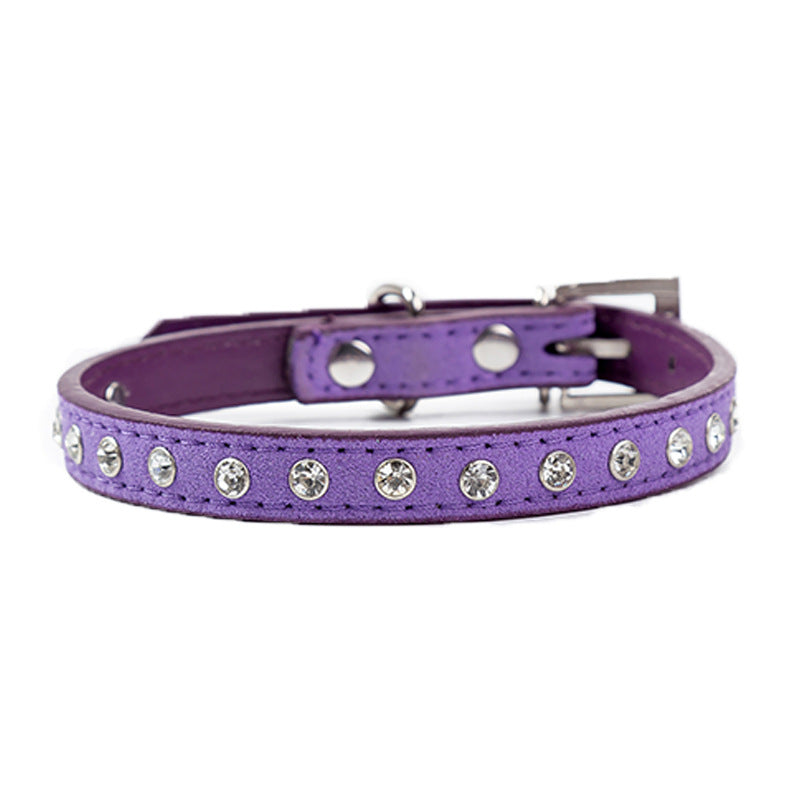 Rhinestone Dog Collar Adjustable Leather Sparkle Design
