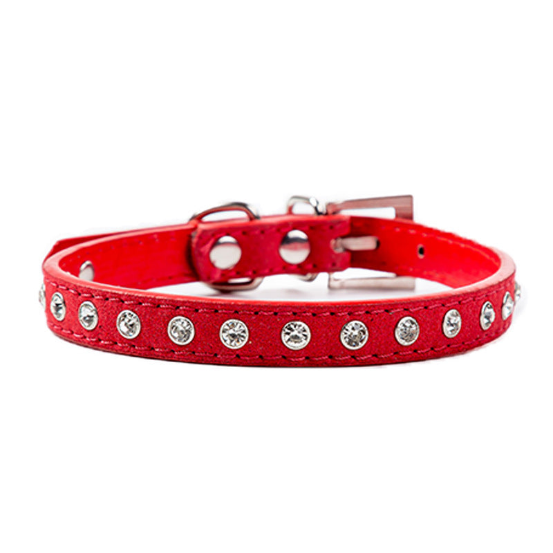 Rhinestone Dog Collar Adjustable Leather Sparkle Design