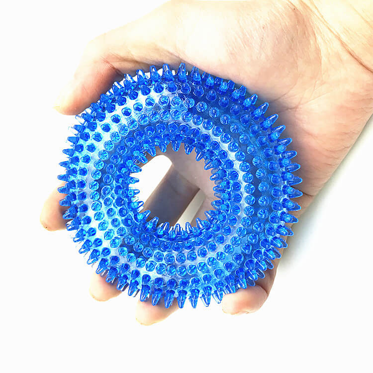 Spiky Ring Dog Chew Toy Squeaky TPR Durable 10cm 12cm 2