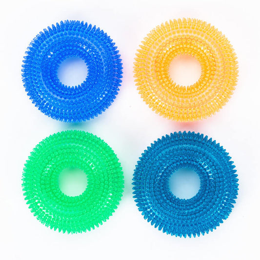 Spiky Ring Dog Chew Toy Squeaky TPR Durable 10cm 12cm