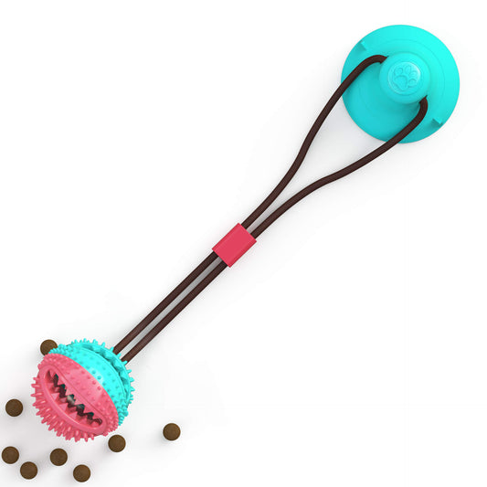 Squeaky TPR Dog Chew Toy Dispensing Ball with Suction Cup