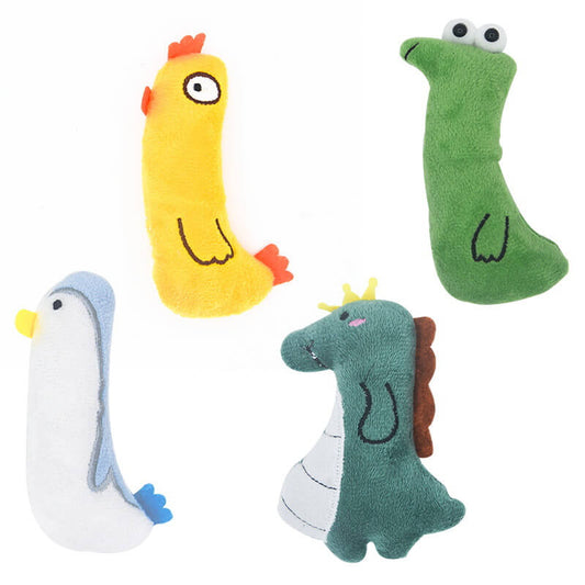 Plush Catnip Toy Animal Shape 4 Pack for Cats