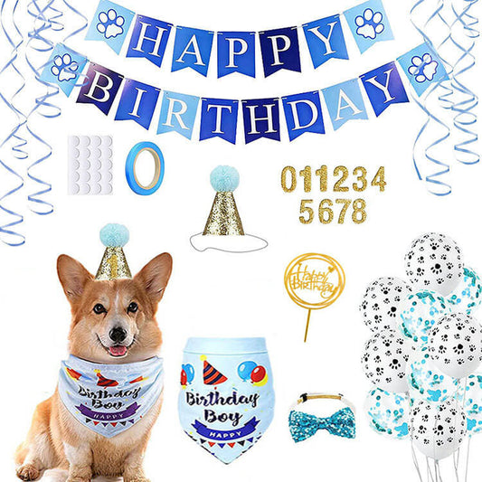 Adjustable Dog Bandana Birthday Party Supplies with Bow Tie and Hat