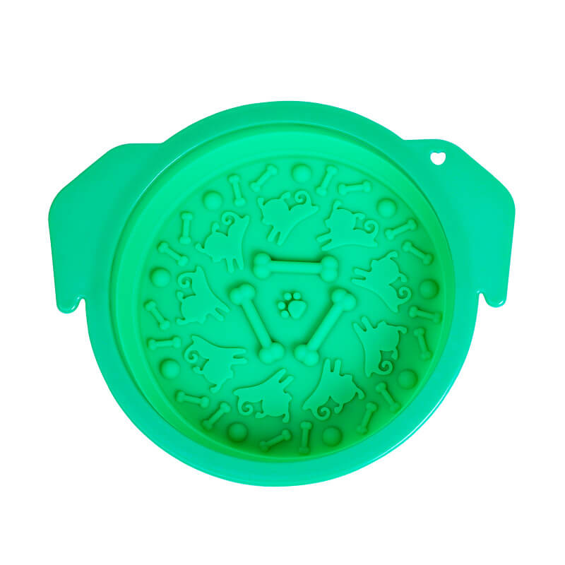 Foldable Silicone Slow Feeder Dog Travel Bowl 21x21x2.5cm