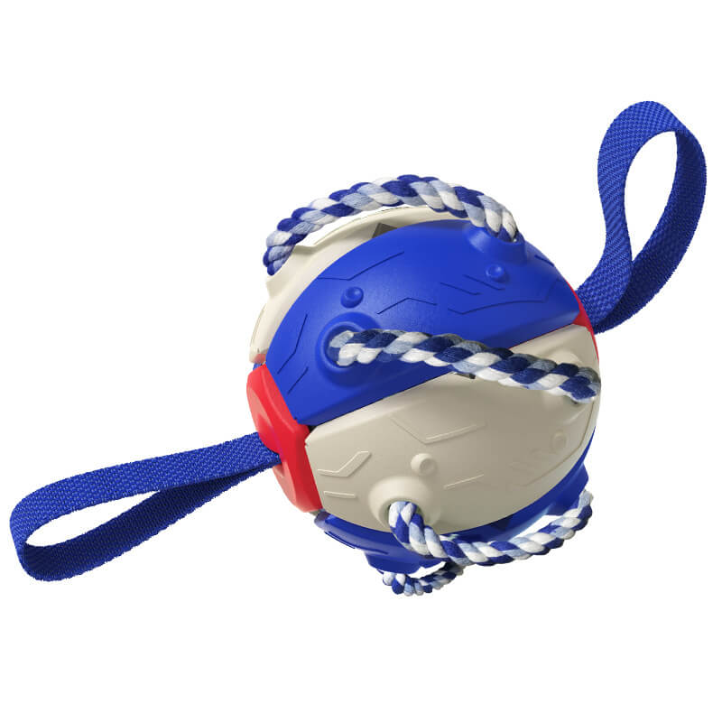 Interactive Dog Fetch Toy Durable Flying Disc with Rope Handles