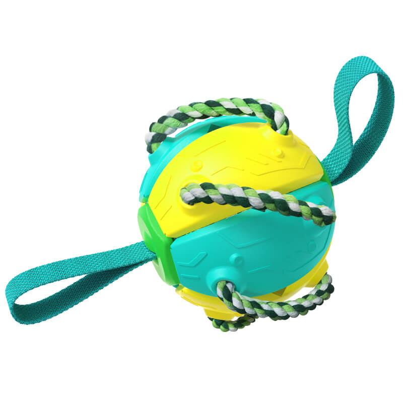 Interactive Dog Fetch Toy Durable Flying Disc with Rope Handles