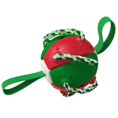 Interactive Dog Fetch Toy Durable Flying Disc with Rope Handles