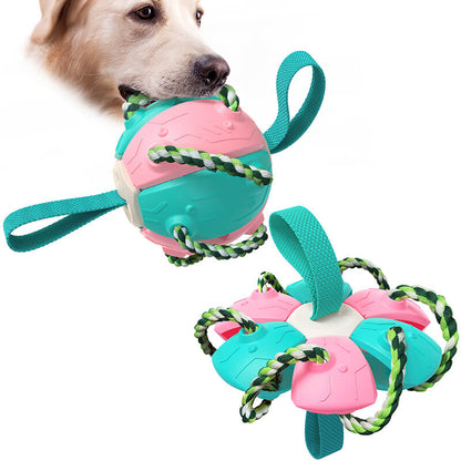 Interactive Dog Fetch Toy Durable Flying Disc with Rope Handles