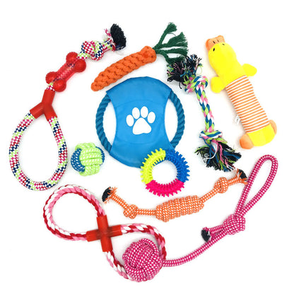 Cotton Dog Rope Toy Set Durable Chew Tug Interactive 10 Pack