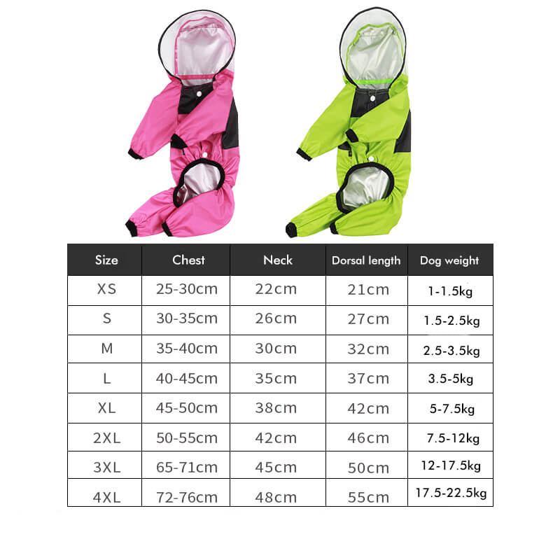 Waterproof PU Dog Raincoat with Hood Full Body Cover 2