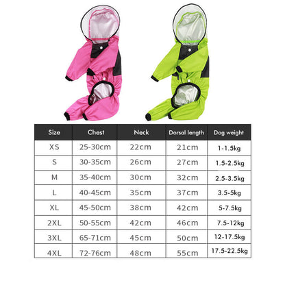 Waterproof PU Dog Raincoat with Hood Full Body Cover 2