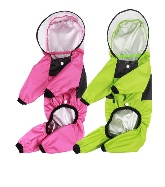 Waterproof PU Dog Raincoat with Hood Full Body Cover