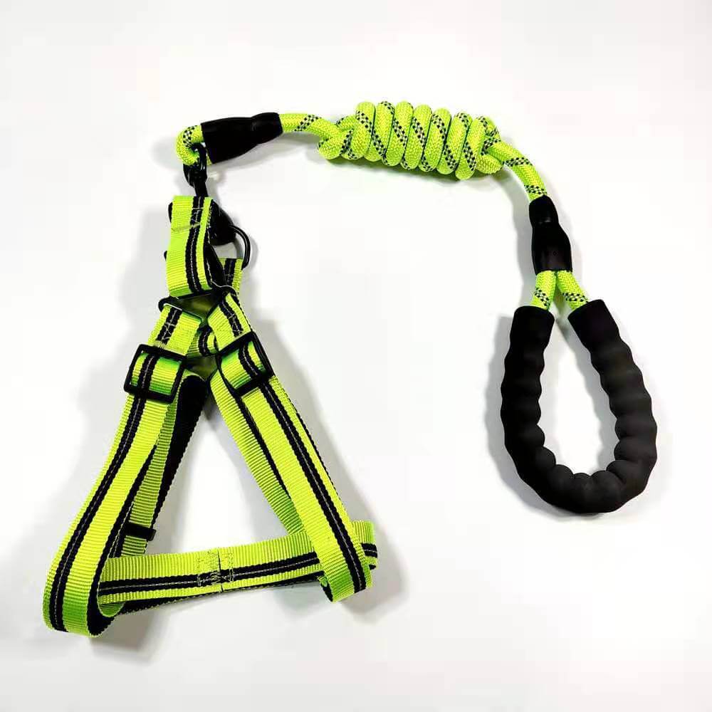 Nylon Dog Harness and Traction Rope Reflective Foam Handle