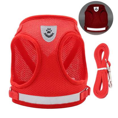 Reflective Dog Harness Traction Rope Adjustable Vest