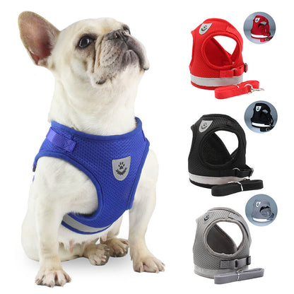 Reflective Dog Harness Traction Rope Adjustable Vest