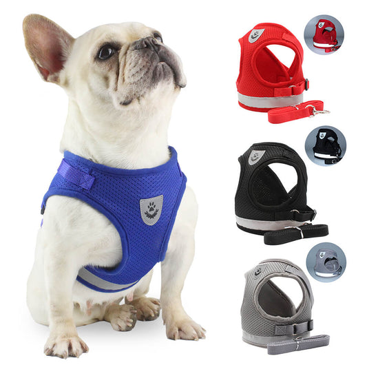 Reflective Dog Harness Traction Rope Adjustable Vest