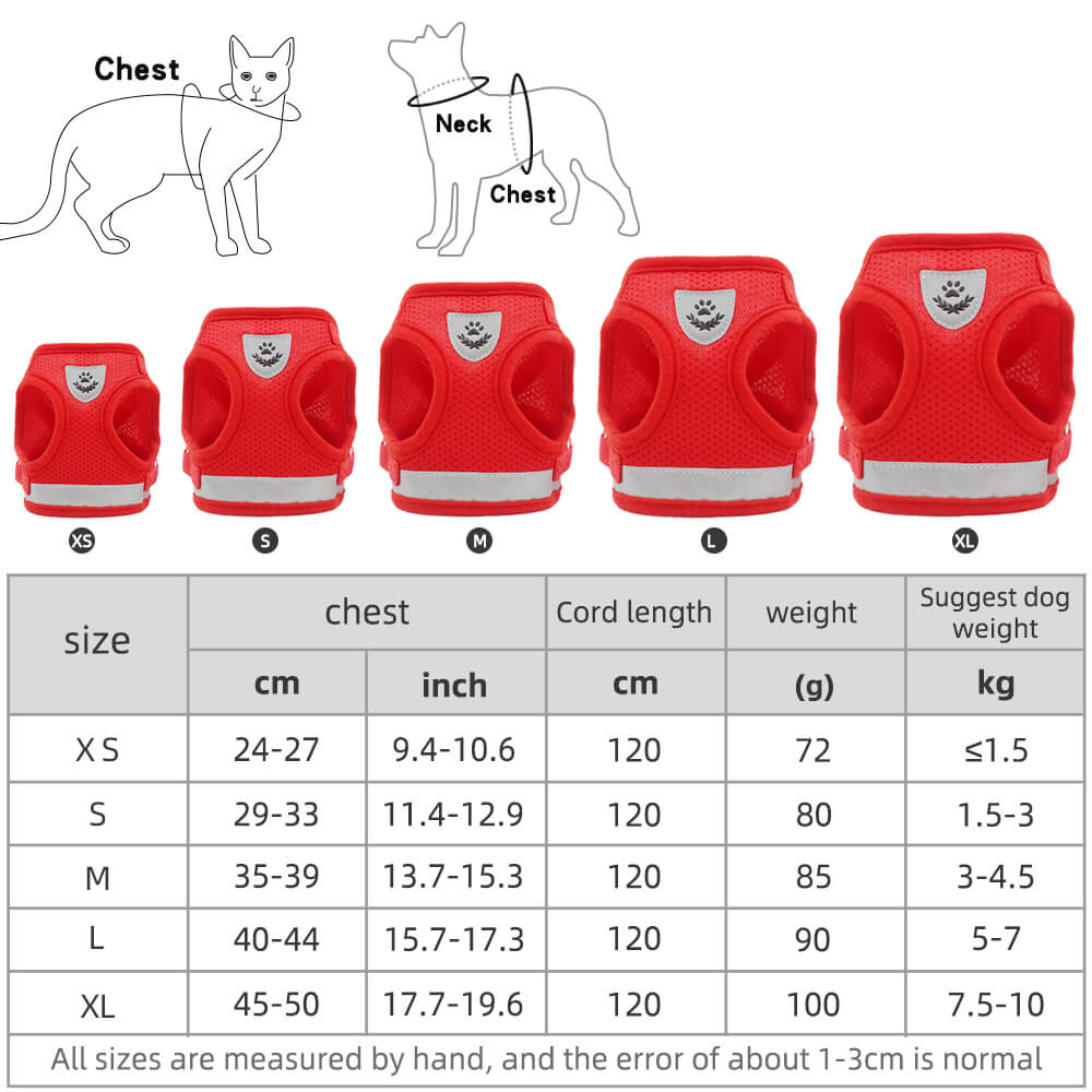 Reflective Dog Harness Traction Rope Adjustable Vest 2