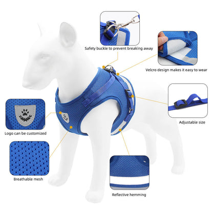 Reflective Dog Harness Traction Rope Adjustable Vest 5