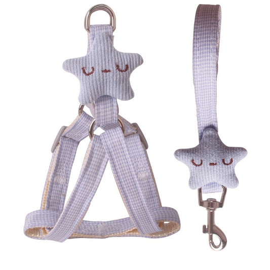 Nylon Dog Harness and Leash Set Starfish Design Adjustable