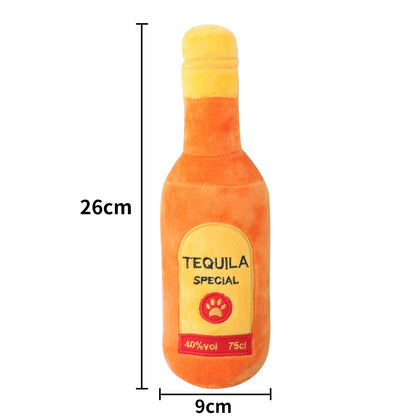 Whiskey Bottle Plush Dog Toy Soft Squeaky Chew Toy 3