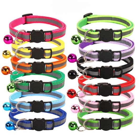 Reflective Cat Collar with Cat Head Charm and Bell Adjustable