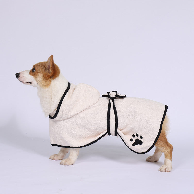 Absorbent Dog Bathrobe Fiber Material with Hood and Tie Closure 6