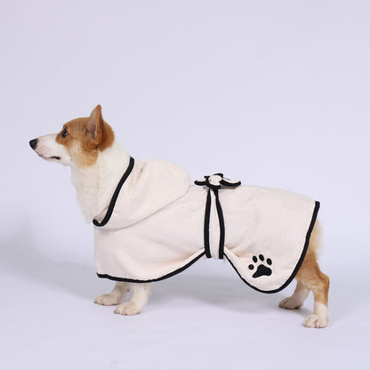 Absorbent Dog Bathrobe Fiber Material with Hood and Tie Closure 6