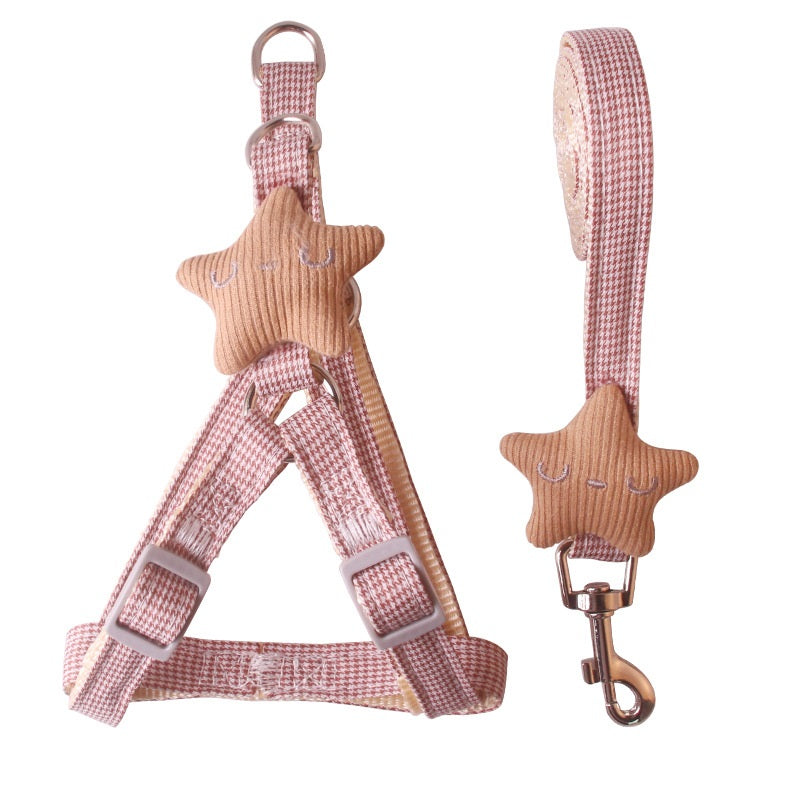Nylon Dog Harness and Leash Set Starfish Design Adjustable 6