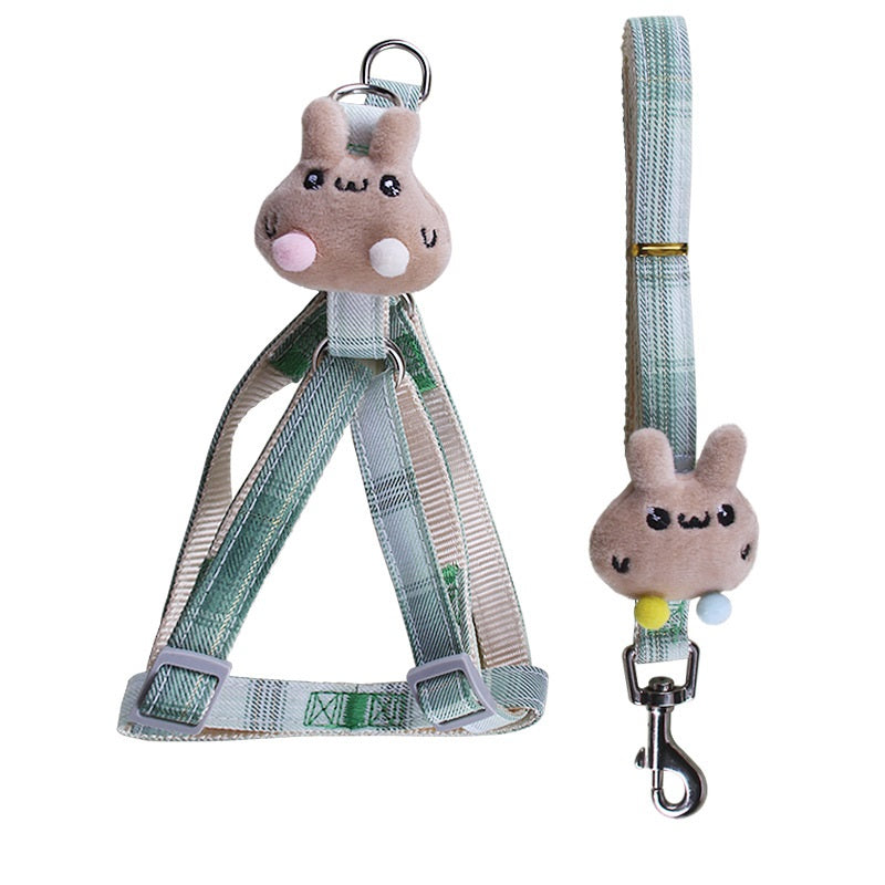 Nylon Dog Harness and Leash Set Rabbit Plush Design 3