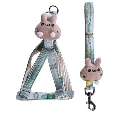 Nylon Dog Harness and Leash Set Rabbit Plush Design 3