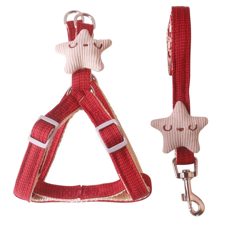 Nylon Dog Harness and Leash Set Starfish Design Adjustable 4
