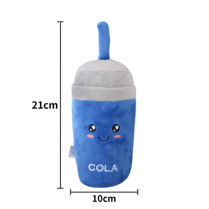 Plush Dog Toy Cola Bubble Tea Soft Squeaky Fun 6
