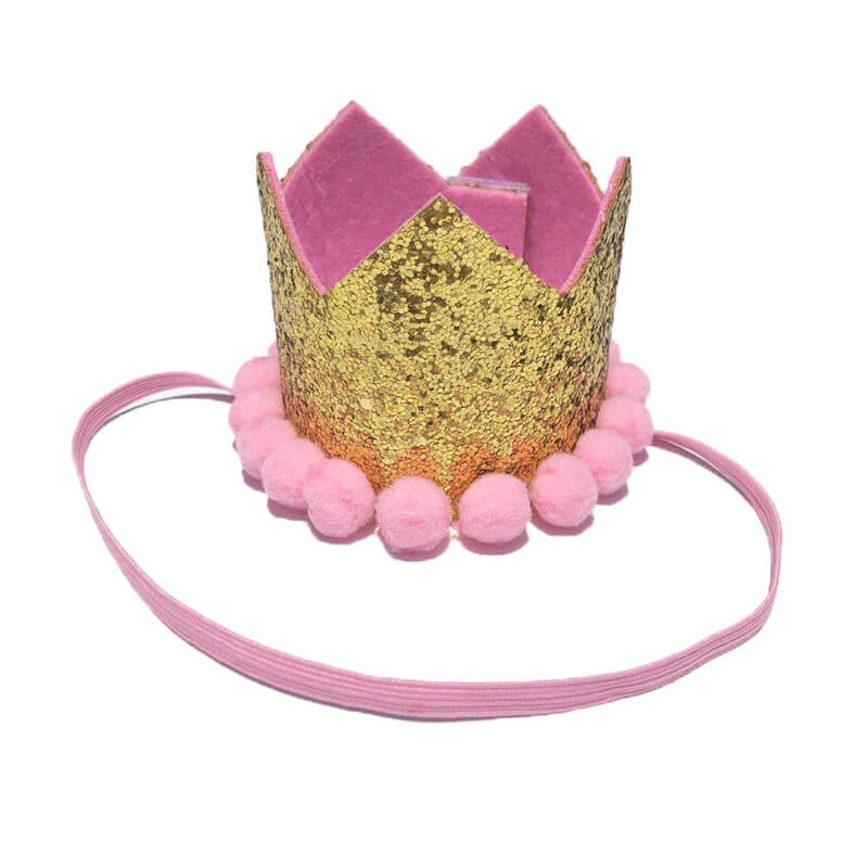 Wholesale Dog Birthday Supplies crown with balls pink