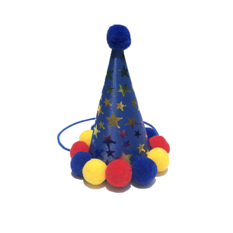 Wholesale Dog Birthday Supplies hat with balls blue