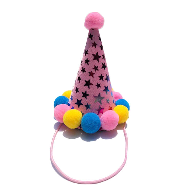 Wholesale Dog Birthday Supplies hat with balls pink
