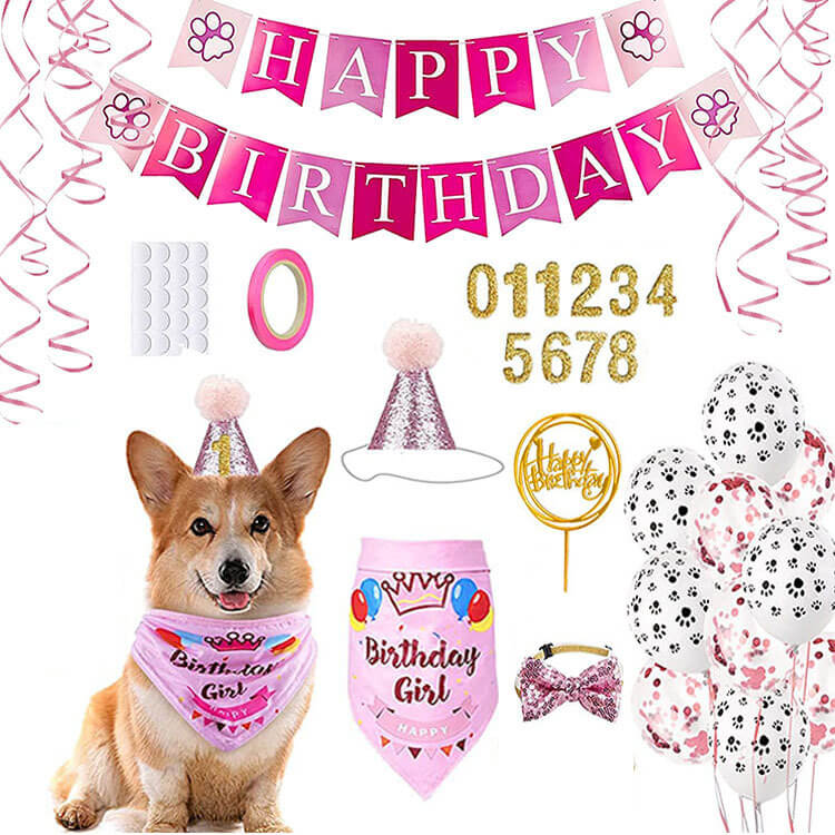 Wholesale dog birthday party supplies 02 pink