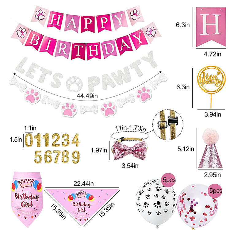 Wholesale dog birthday party supplies 02 pink1
