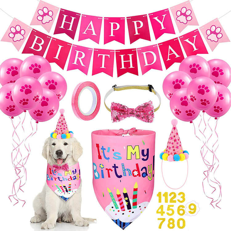 Wholesale dog birthday party supplies 03 pink 1
